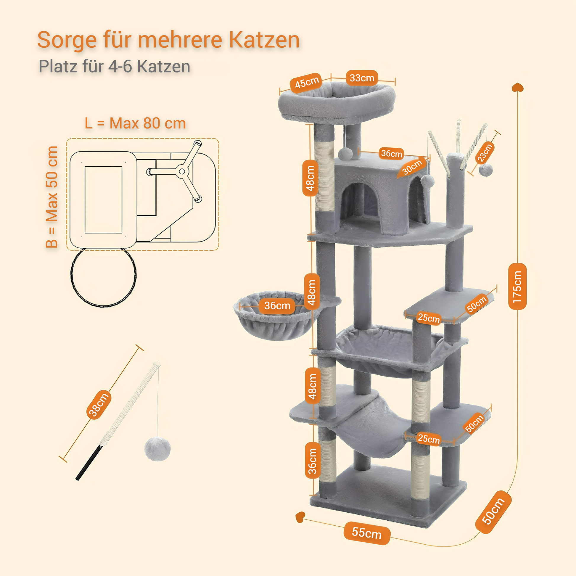 7-Ebenen Kratzbaum für große Katzen – Stabil, vielseitig & perfekt zum Spielen - CatsGalaxy