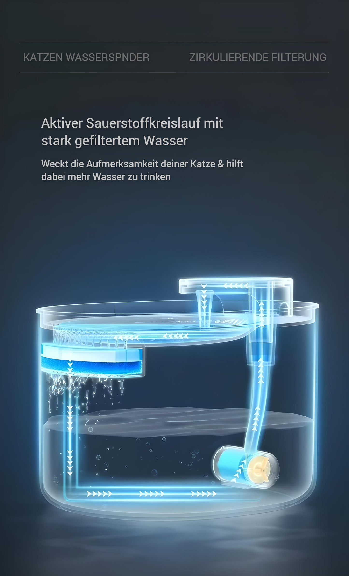 Leiser Premium-Wasserspender mit LED-Anzeige - CatsGalaxy