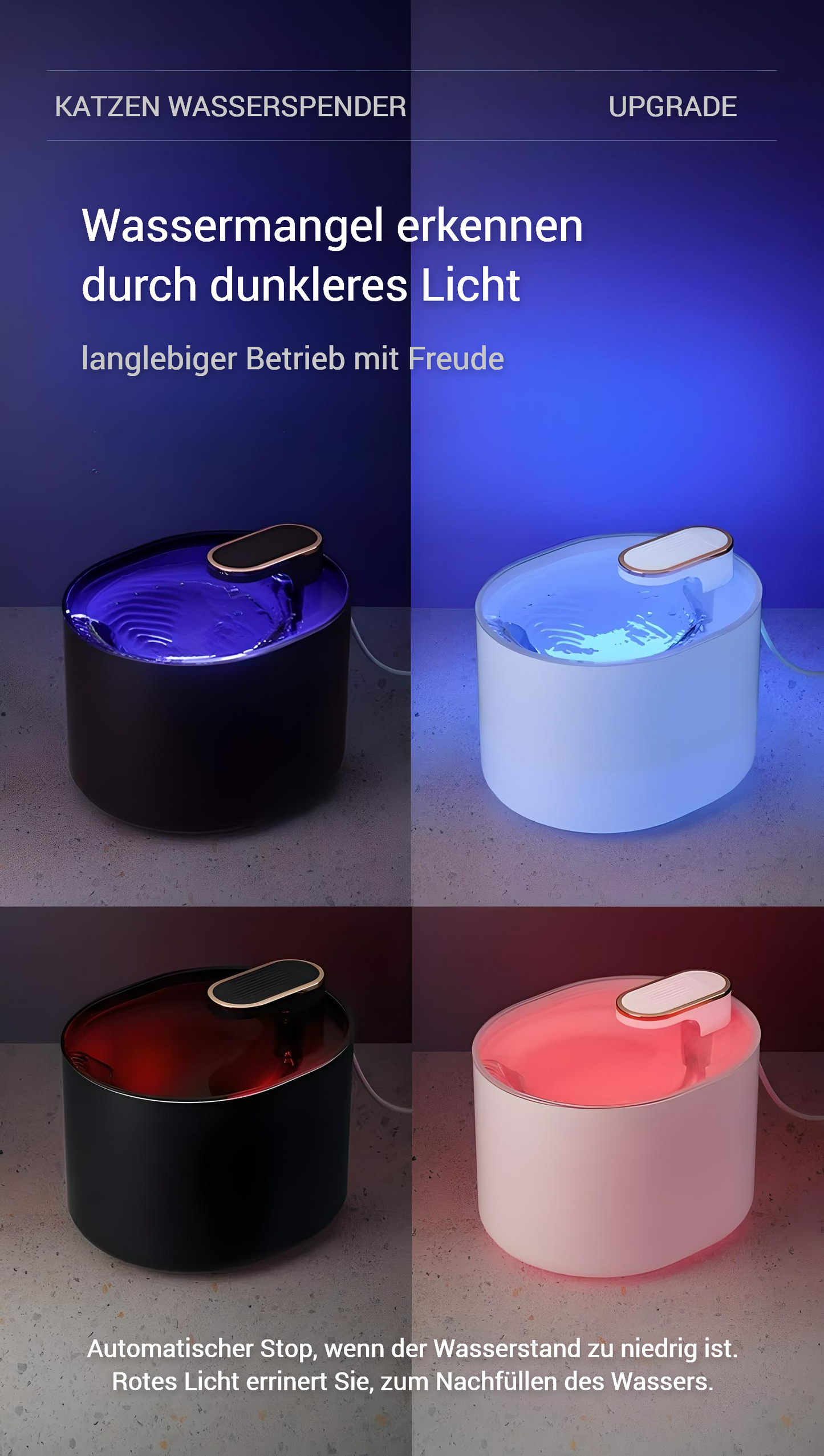 Leiser Premium-Wasserspender mit LED-Anzeige - CatsGalaxy